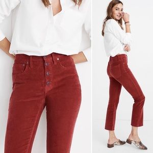 Madewell Corduroy Jean Pant High Flare Crop Cali Demi Boot Burnt Orange Rust